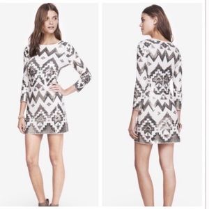 Express White Sequin Long Sleeve Dress M